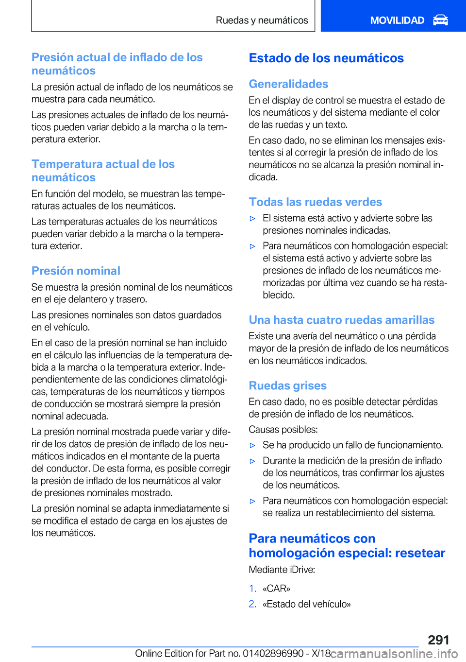 BMW Z4 2019  Manuales de Empleo (in Spanish) �P�r�e�s�i�