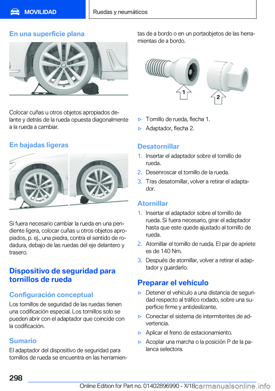 BMW Z4 2019  Manuales de Empleo (in Spanish) �E�n��u�n�a��s�u�p�e�r�f�i�c�i�e��p�l�a�n�a
�C�o�l�o�c�a�r��c�u�