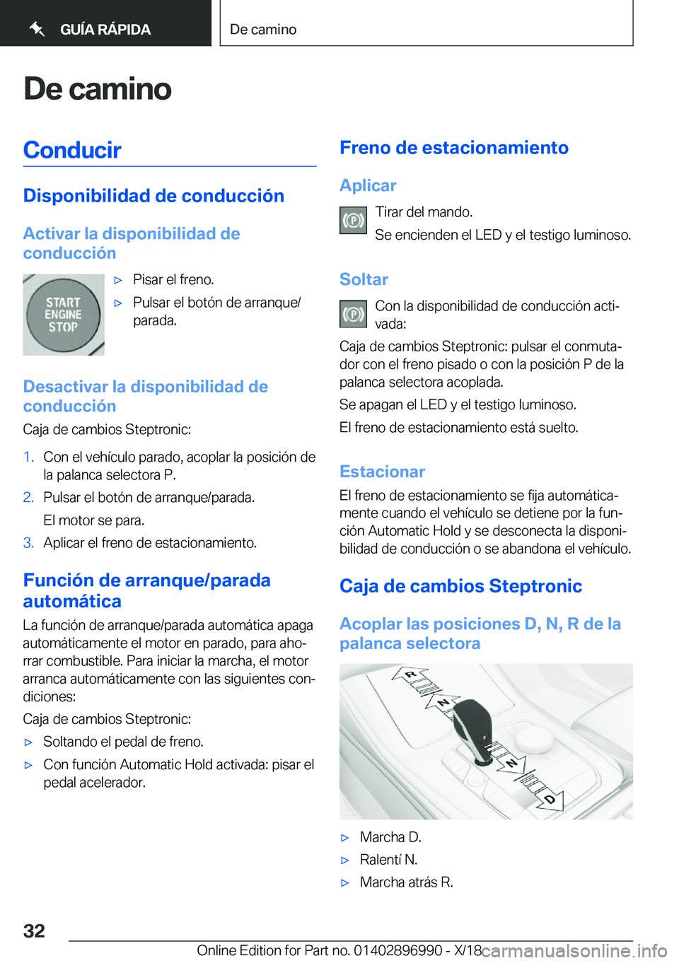 BMW Z4 2019  Manuales de Empleo (in Spanish) �D�e��c�a�m�i�n�o�C�o�n�d�u�c�i�r
�D�i�s�p�o�n�i�b�i�l�i�d�a�d��d�e��c�o�n�d�u�c�c�i�