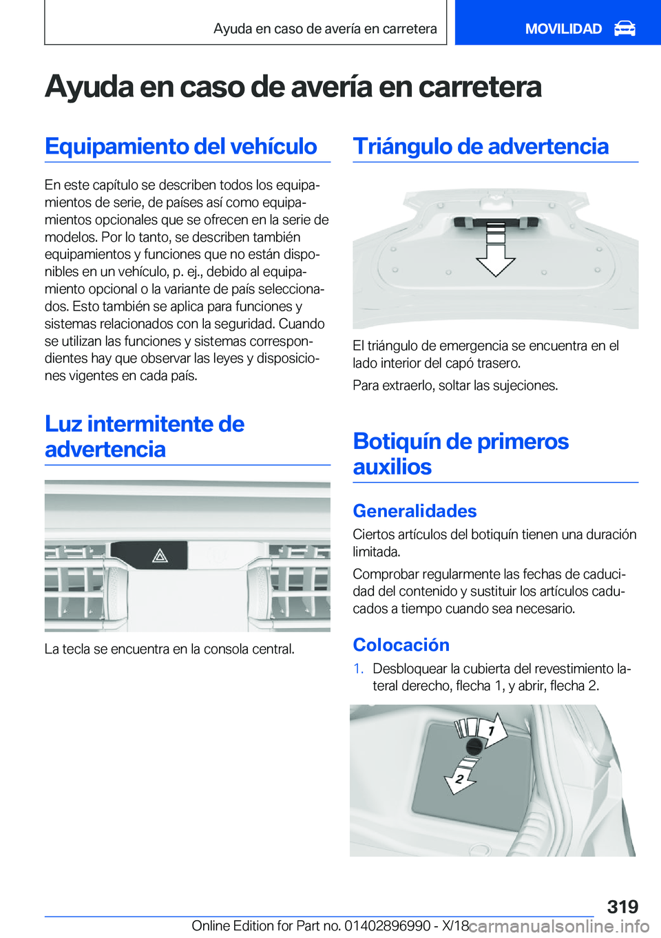 BMW Z4 2019  Manuales de Empleo (in Spanish) �A�y�u�d�a��e�n��c�a�s�o��d�e��a�v�e�r�