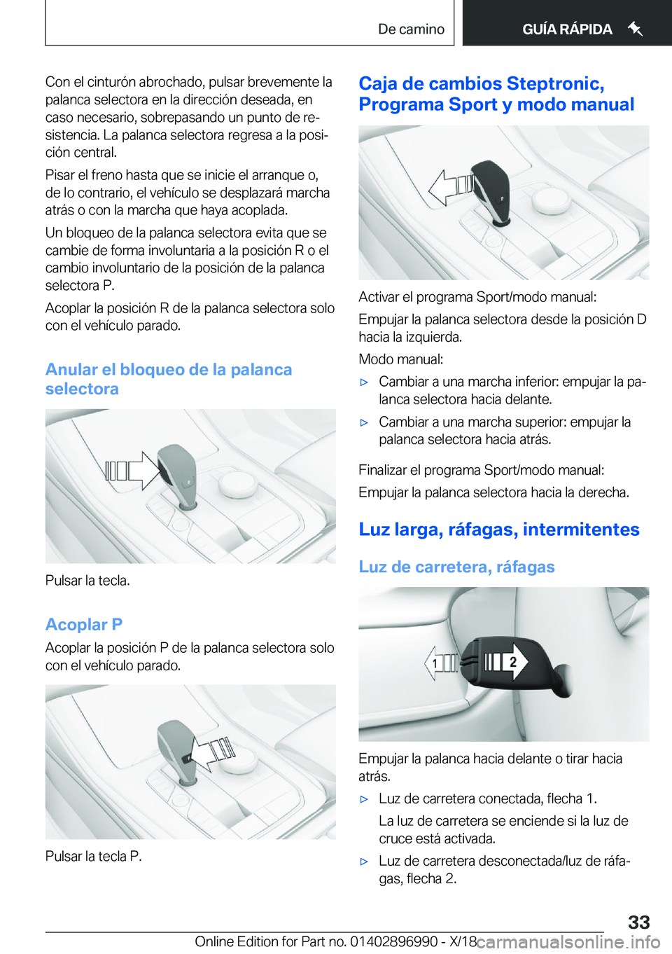 BMW Z4 2019  Manuales de Empleo (in Spanish) �C�o�n��e�l��c�i�n�t�u�r�