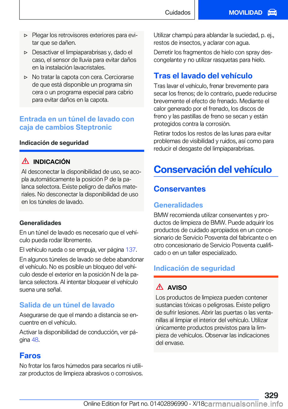 BMW Z4 2019  Manuales de Empleo (in Spanish) x�P�l�e�g�a�r��l�o�s��r�e�t�r�o�v�i�s�o�r�e�s��e�x�t�e�r�i�o�r�e�s��p�a�r�a��e�v�iª
�t�a�r��q�u�e��s�e��d�a�