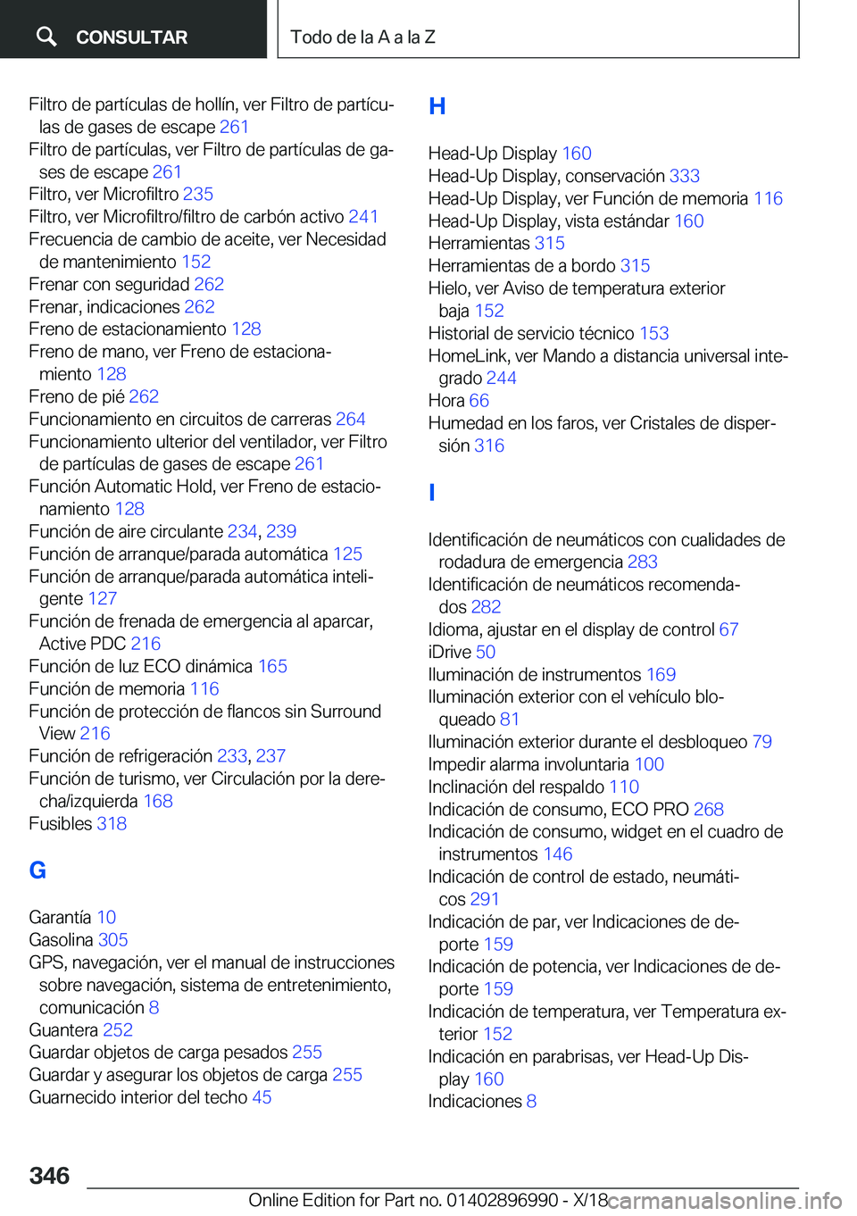 BMW Z4 2019  Manuales de Empleo (in Spanish) �F�i�l�t�r�o��d�e��p�a�r�t�