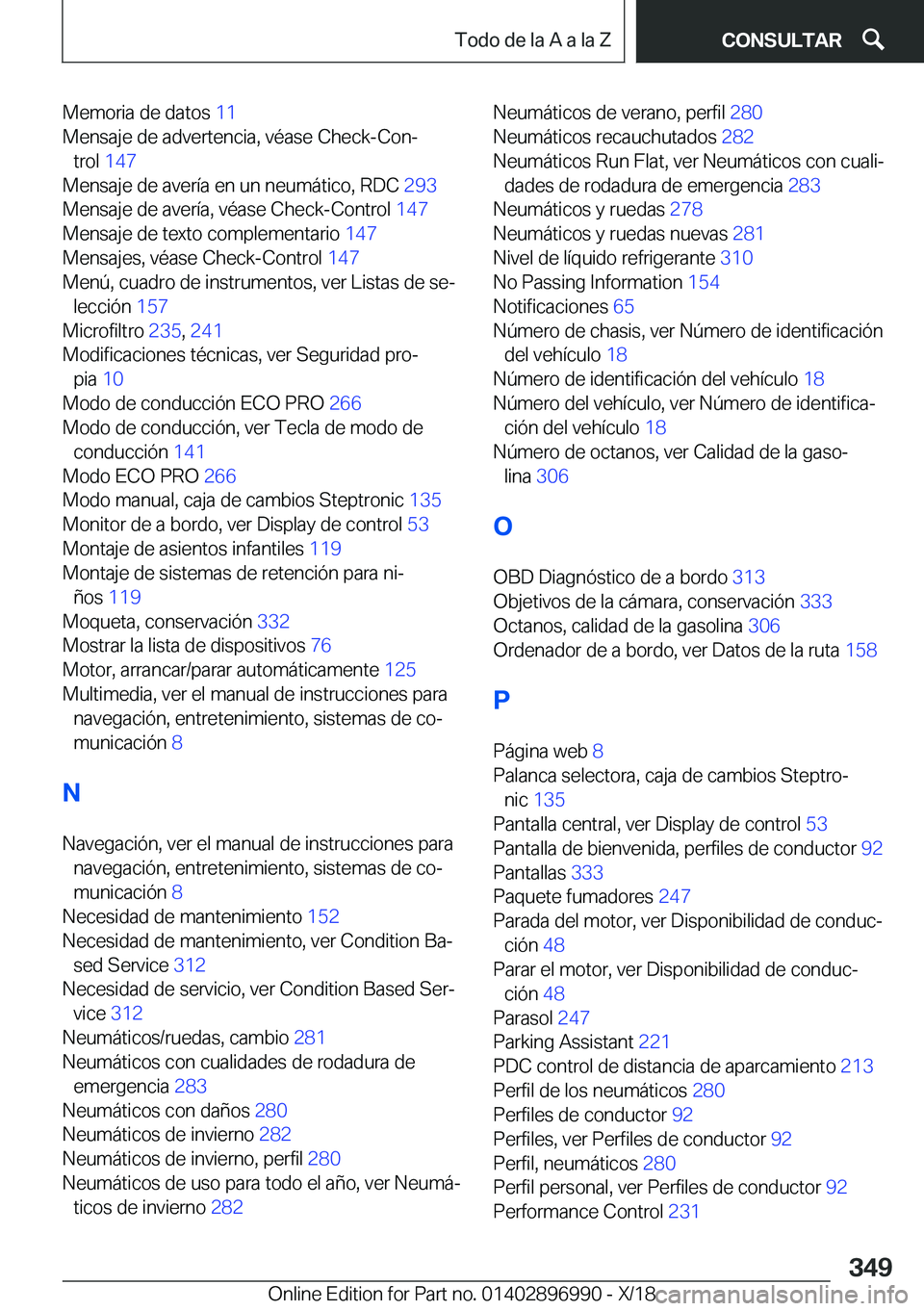 BMW Z4 2019  Manuales de Empleo (in Spanish) �M�e�m�o�r�i�a��d�e��d�a�t�o�s��1�1�
�M�e�n�s�a�j�e��d�e��a�d�v�e�r�t�e�n�c�i�a�,��v�