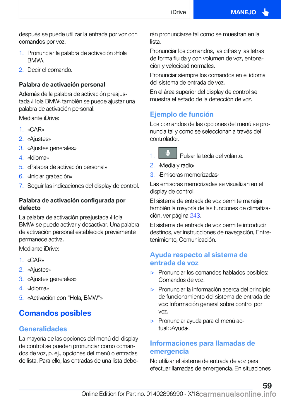 BMW Z4 2019  Manuales de Empleo (in Spanish) �d�e�s�p�u�