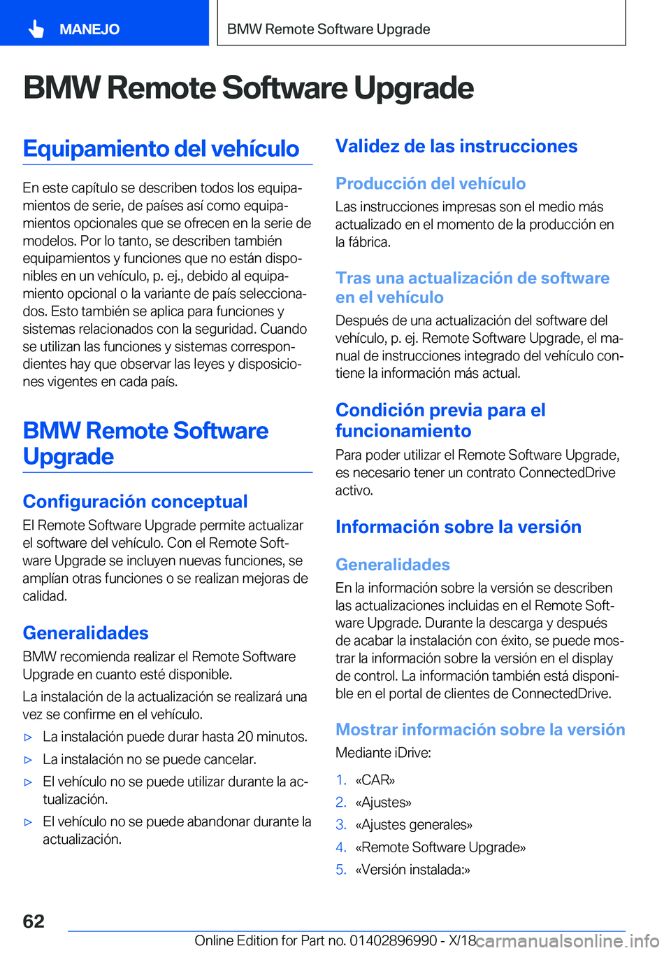 BMW Z4 2019  Manuales de Empleo (in Spanish) �B�M�W��R�e�m�o�t�e��S�o�f�t�w�a�r�e��U�p�g�r�a�d�e�E�q�u�i�p�a�m�i�e�n�t�o��d�e�l��v�e�h�