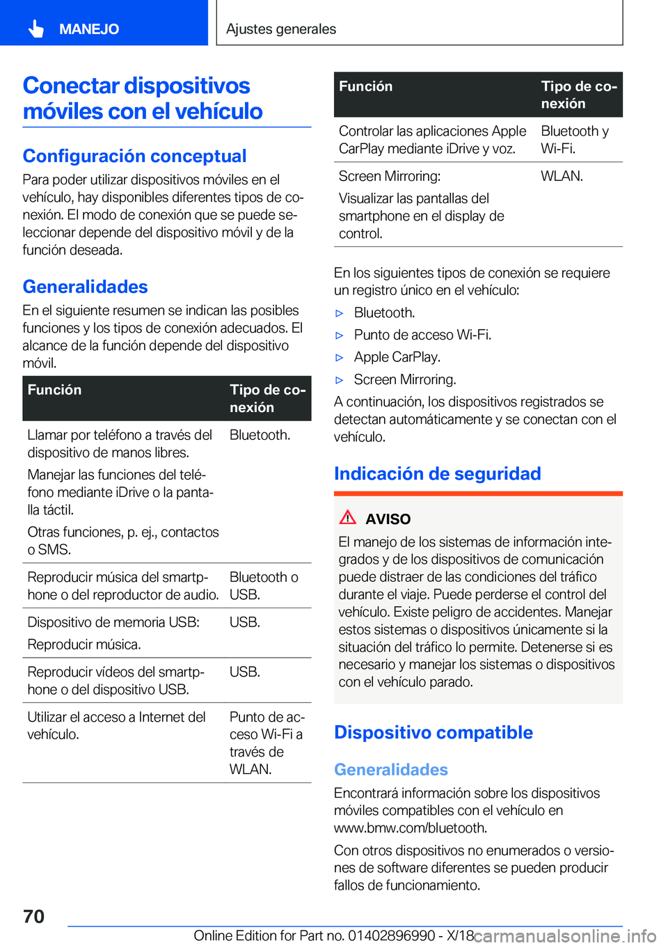 BMW Z4 2019  Manuales de Empleo (in Spanish) �C�o�n�e�c�t�a�r��d�i�s�p�o�s�i�t�i�v�o�s
�m�