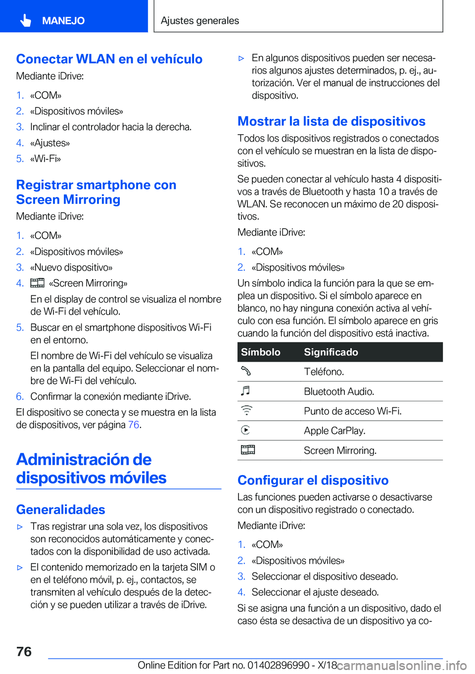 BMW Z4 2019  Manuales de Empleo (in Spanish) �C�o�n�e�c�t�a�r��W�L�A�N��e�n��e�l��v�e�h�