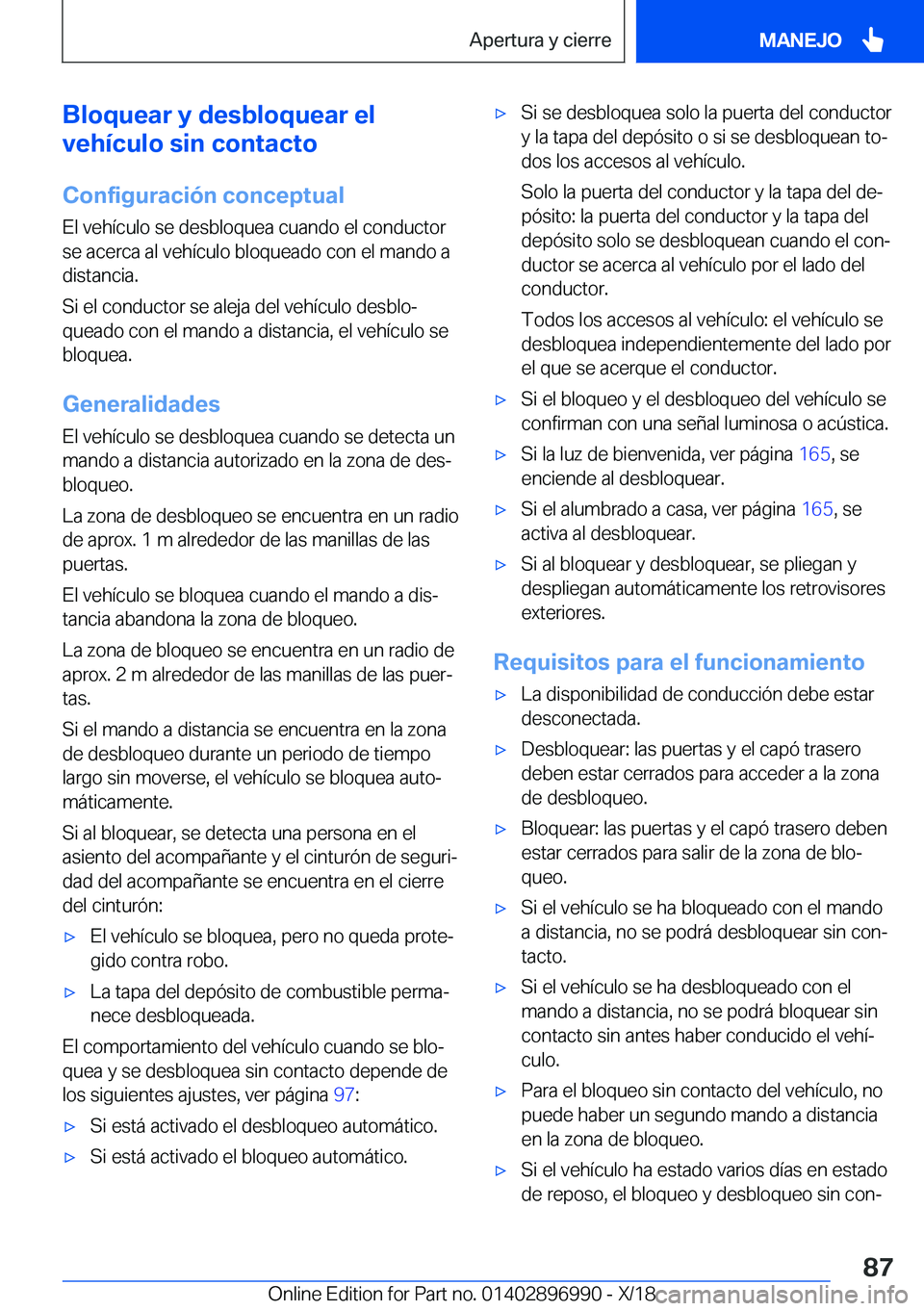 BMW Z4 2019  Manuales de Empleo (in Spanish) �B�l�o�q�u�e�a�r��y��d�e�s�b�l�o�q�u�e�a�r��e�l
�v�e�h�