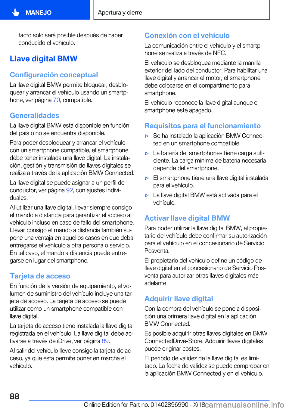 BMW Z4 2019  Manuales de Empleo (in Spanish) �t�a�c�t�o��s�o�l�o��s�e�r�