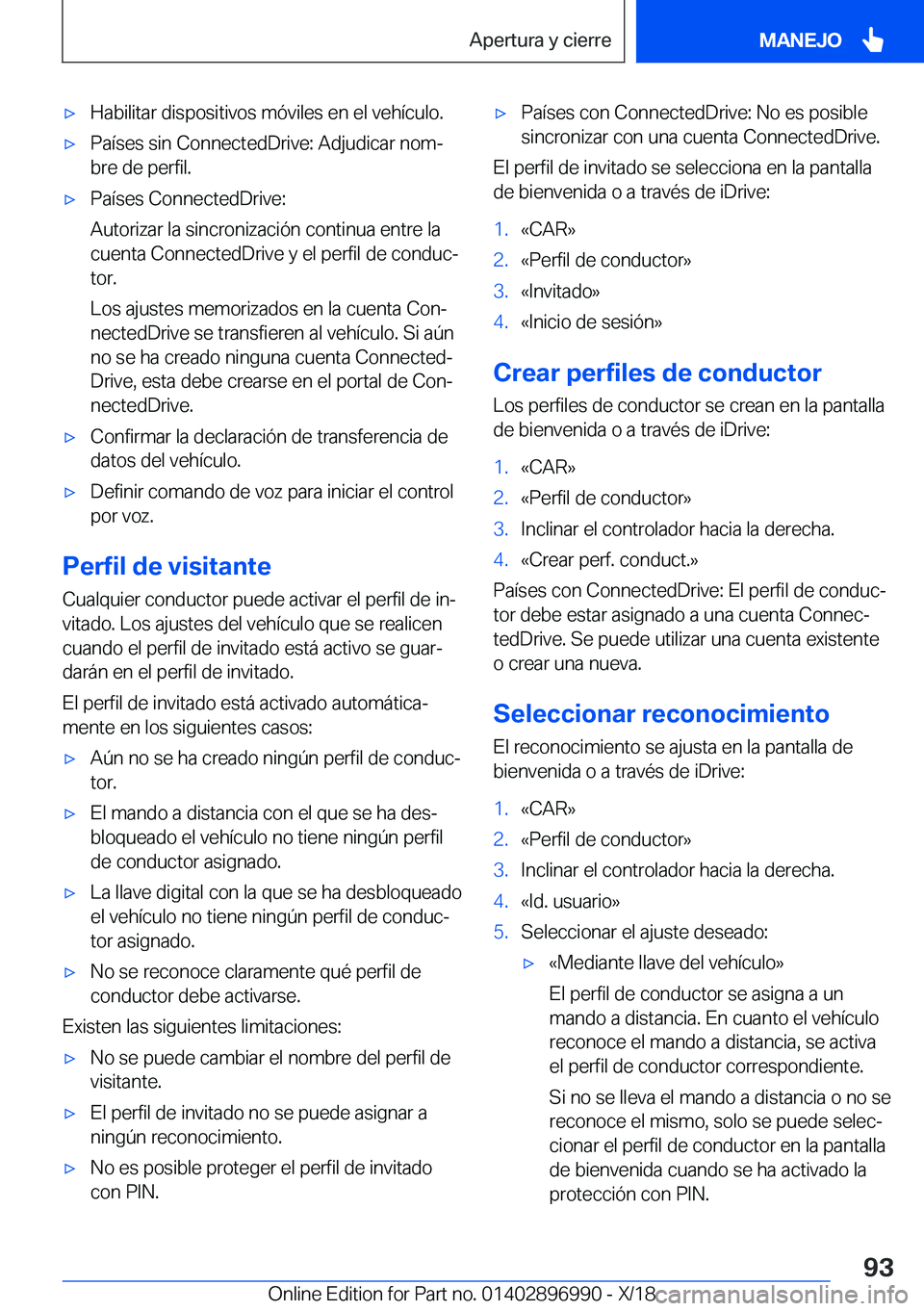 BMW Z4 2019  Manuales de Empleo (in Spanish) x�H�a�b�i�l�i�t�a�r��d�i�s�p�o�s�i�t�i�v�o�s��m�