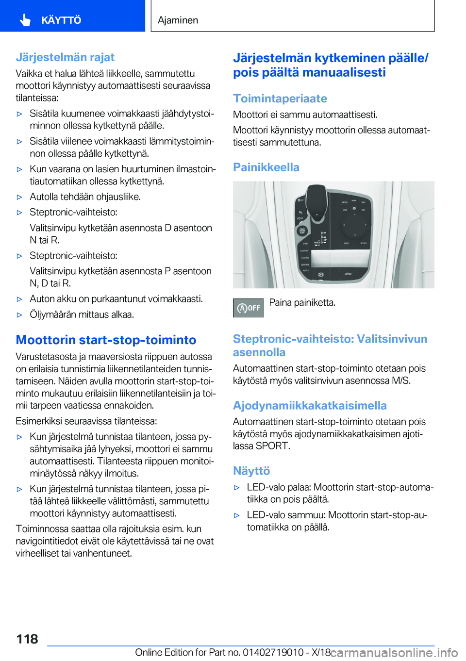 BMW Z4 2019  Omistajan Käsikirja (in Finnish) �J�