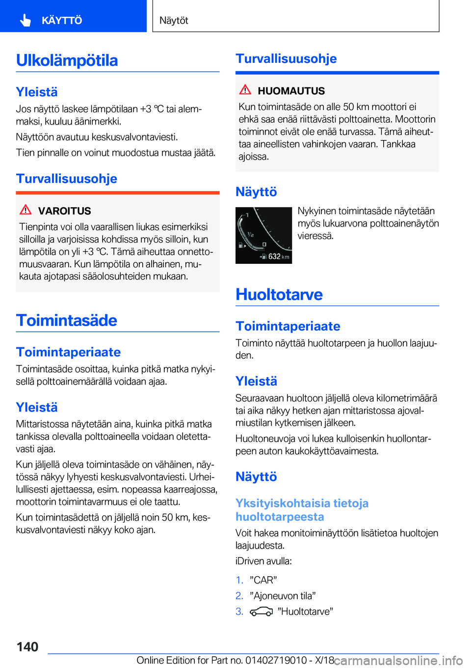BMW Z4 2019  Omistajan Käsikirja (in Finnish) �U�l�k�o�l�