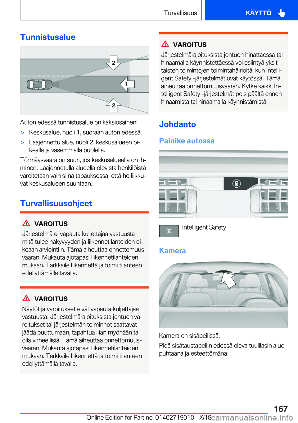 BMW Z4 2019  Omistajan Käsikirja (in Finnish) �T�u�n�n�i�s�t�u�s�a�l�u�e
�A�u�t�o�n��e�d�e�s�s�