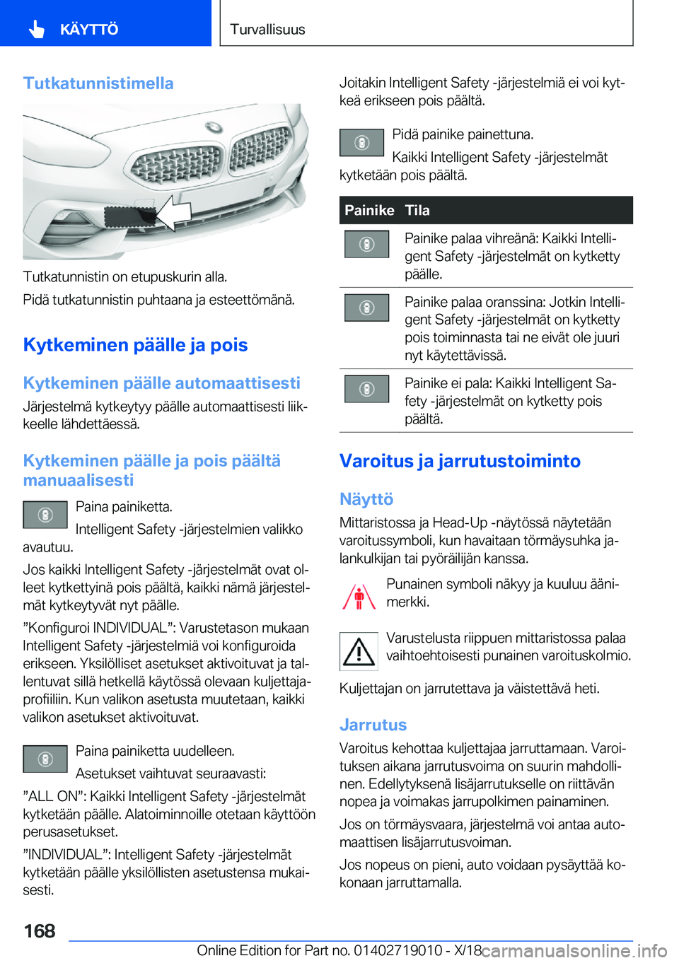 BMW Z4 2019  Omistajan Käsikirja (in Finnish) �T�u�t�k�a�t�u�n�n�i�s�t�i�m�e�l�l�a
�T�u�t�k�a�t�u�n�n�i�s�t�i�n��o�n��e�t�u�p�u�s�k�u�r�i�n��a�l�l�a�.
�P�i�d�
