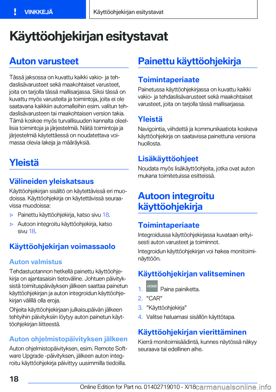 BMW Z4 2019  Omistajan Käsikirja (in Finnish) �K�
