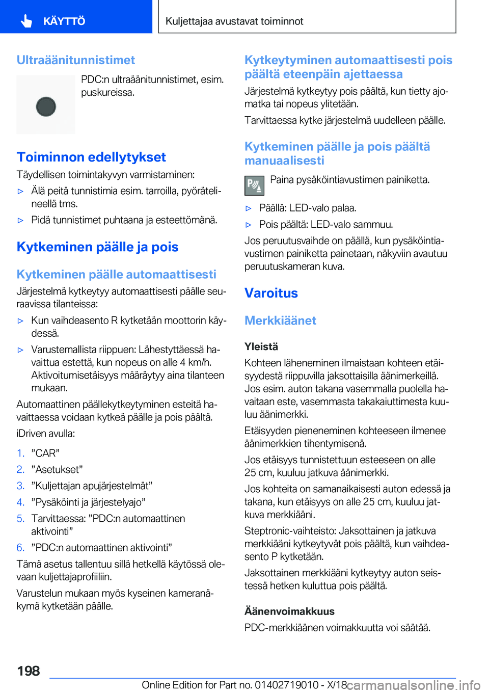 BMW Z4 2019  Omistajan Käsikirja (in Finnish) �U�l�t�r�a�