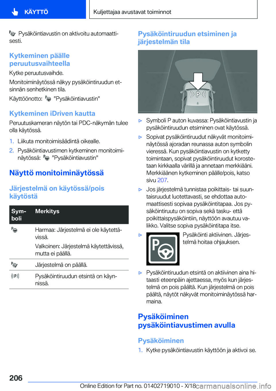 BMW Z4 2019  Omistajan Käsikirja (in Finnish) ���P�y�s�