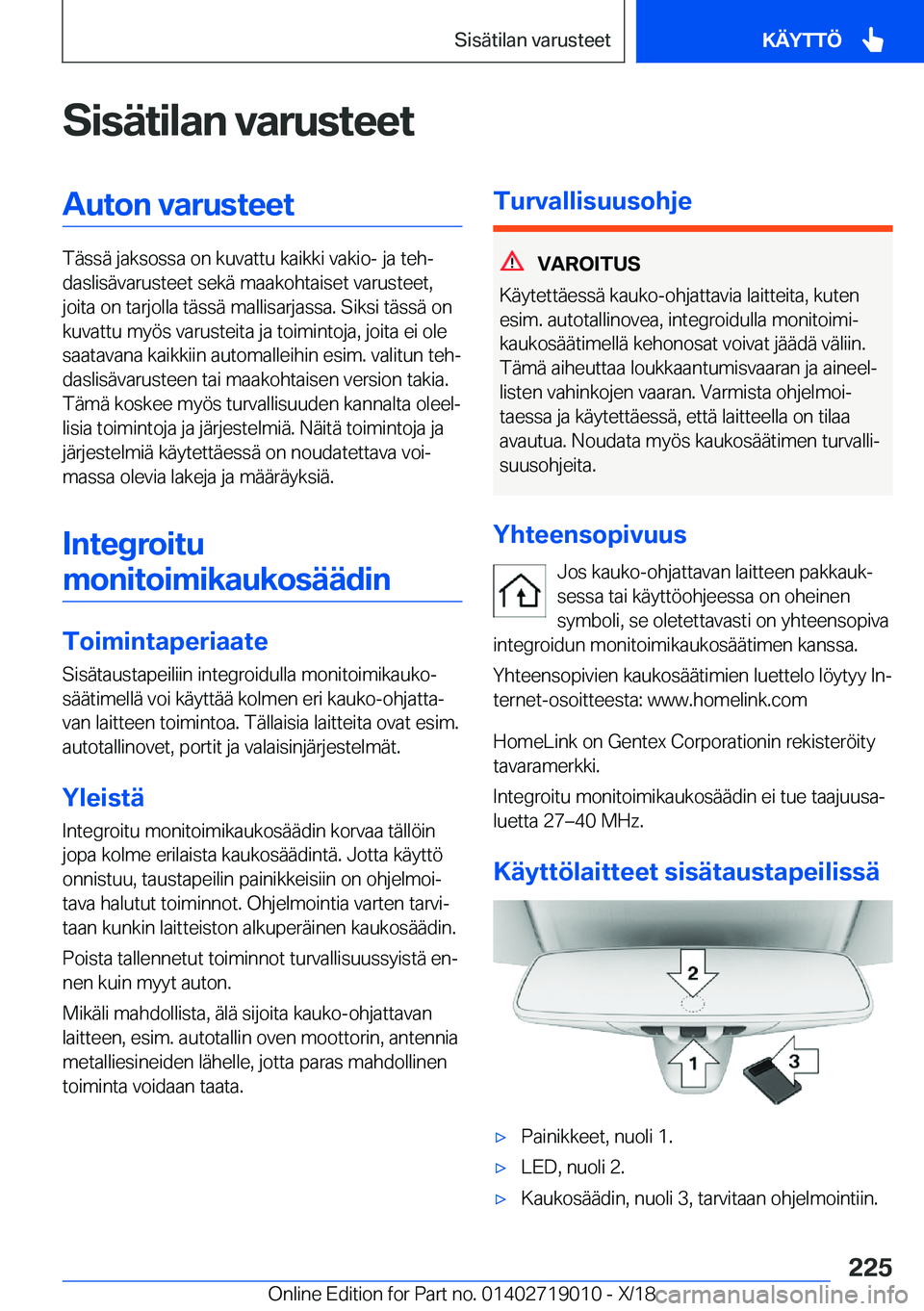 BMW Z4 2019  Omistajan Käsikirja (in Finnish) �S�i�s�