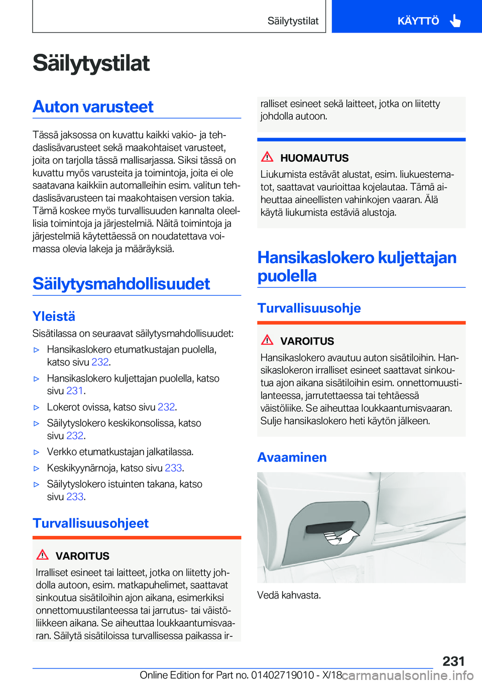 BMW Z4 2019  Omistajan Käsikirja (in Finnish) �S�