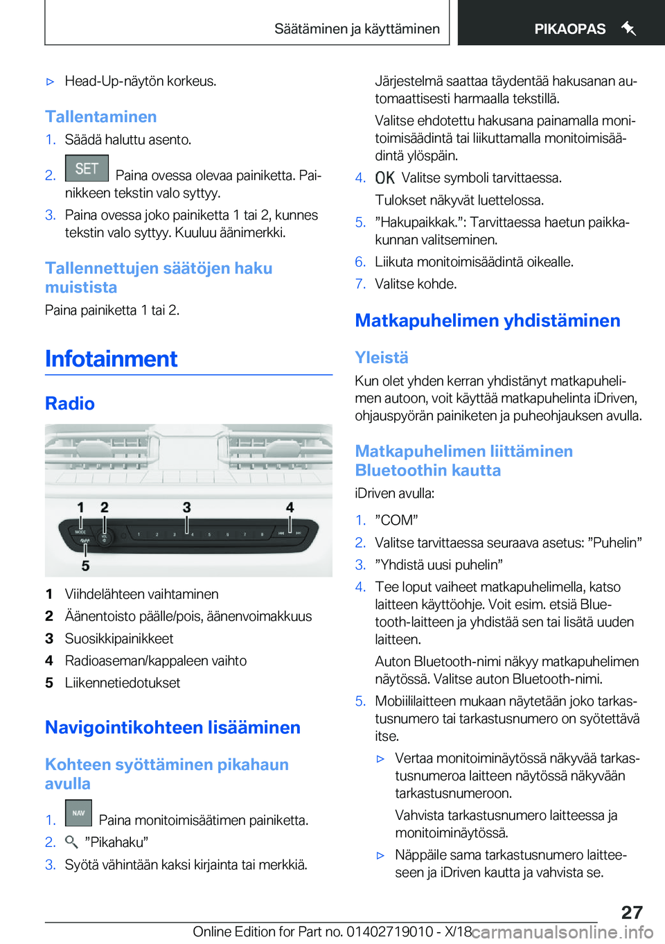BMW Z4 2019  Omistajan Käsikirja (in Finnish) 'x�H�e�a�d�-�U�p�-�n�