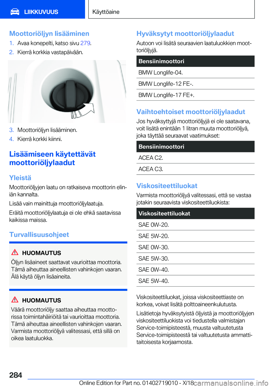 BMW Z4 2019  Omistajan Käsikirja (in Finnish) �M�o�o�t�t�o�r�i�
