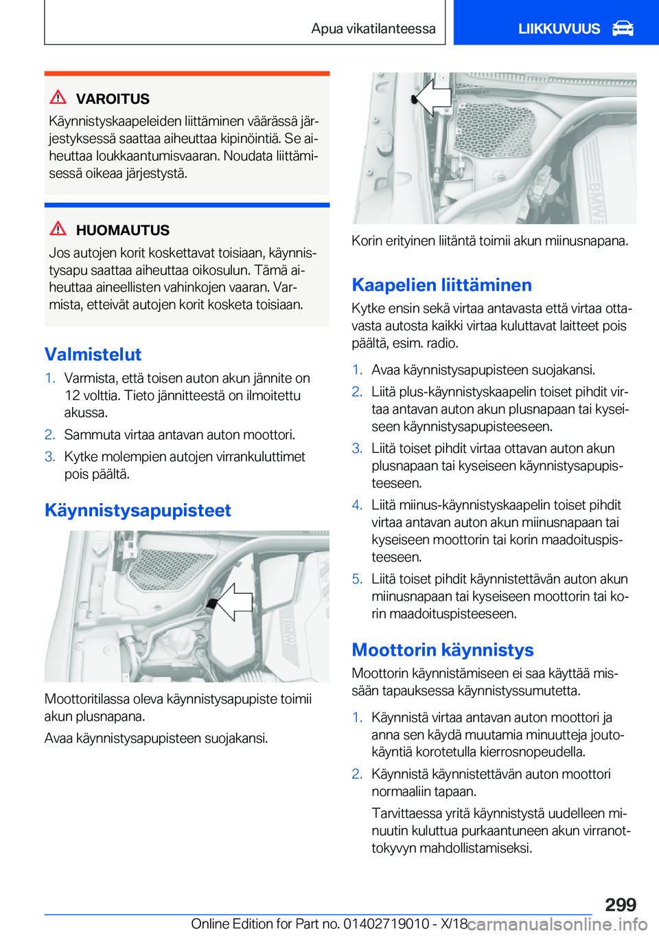 BMW Z4 2019  Omistajan Käsikirja (in Finnish) �V�A�R�O�I�T�U�S
�K�