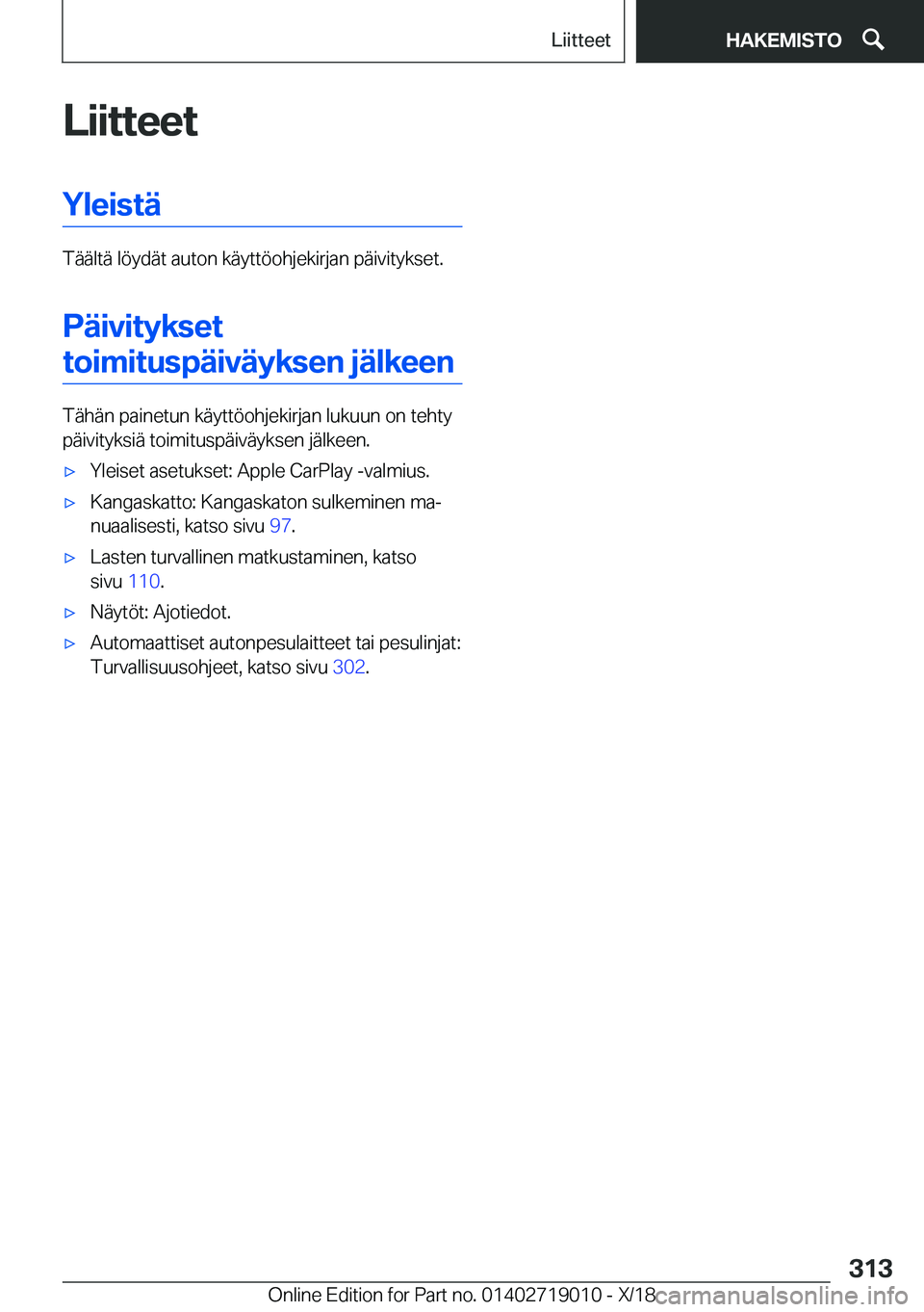 BMW Z4 2019  Omistajan Käsikirja (in Finnish) �L�i�i�t�t�e�e�t�Y�l�e�i�s�t�