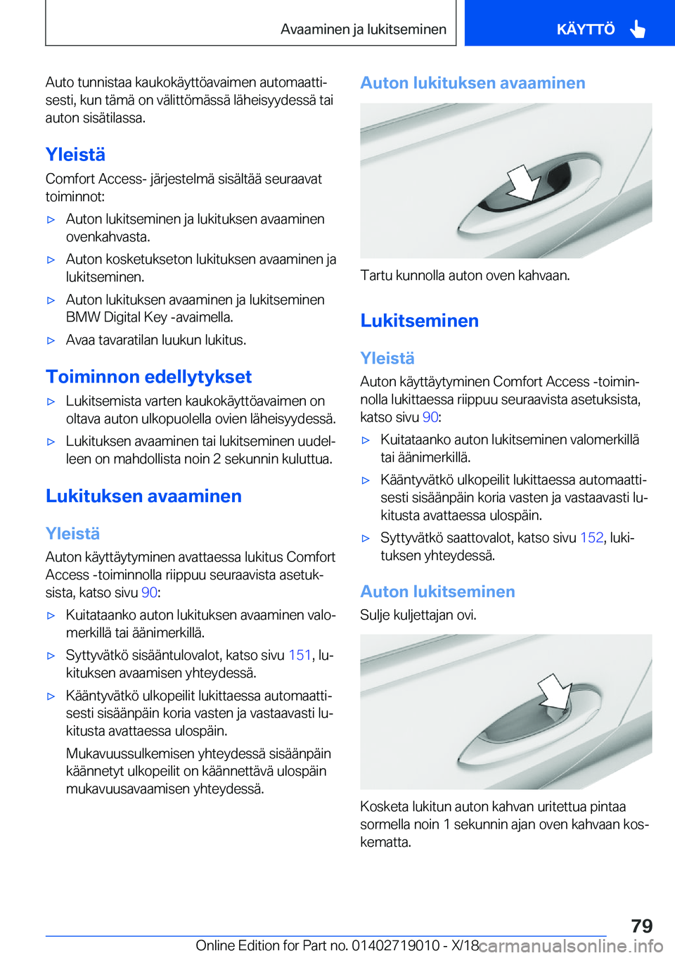 BMW Z4 2019  Omistajan Käsikirja (in Finnish) �A�u�t�o��t�u�n�n�i�s�t�a�a��k�a�u�k�o�k�