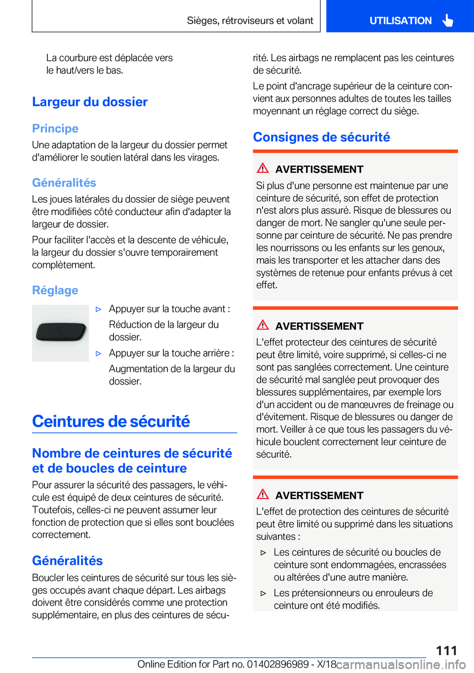 BMW Z4 2019  Notices Demploi (in French) �L�a��c�o�u�r�b�u�r�e��e�s�t��d�é�p�l�a�c�é�e��v�e�r�s
�l�e��h�a�u�t�/�v�e�r�s��l�e��b�a�s�.
�L�a�r�g�e�u�r��d�u��d�o�s�s�i�e�r
�P�r�i�n�c�i�p�e �U�n�e��a�d�a�p�t�a�t�i�o�n��d�e��l�a��l
