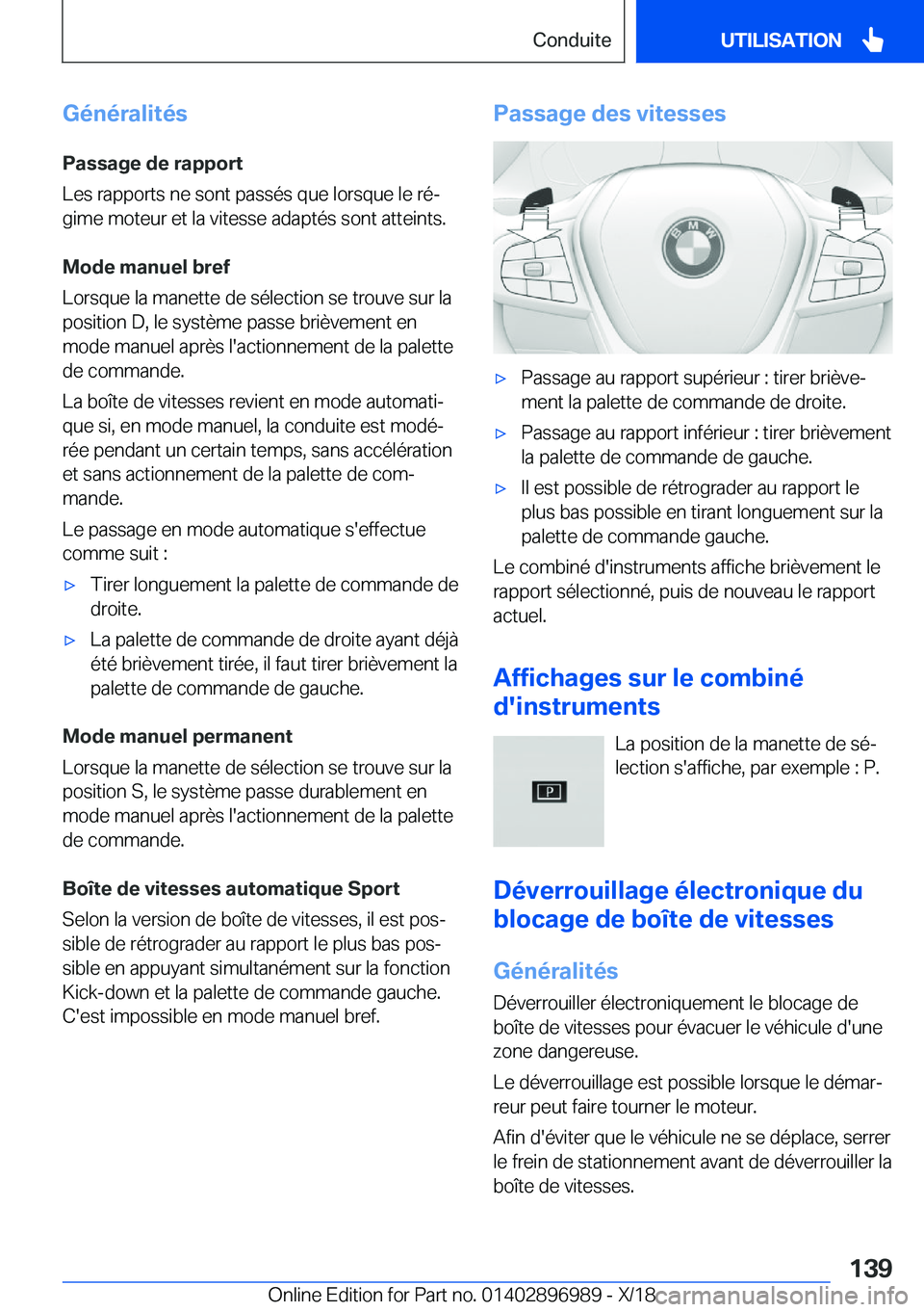 BMW Z4 2019  Notices Demploi (in French) �G�é�n�é�r�a�l�i�t�é�s
�P�a�s�s�a�g�e��d�e��r�a�p�p�o�r�t
�L�e�s��r�a�p�p�o�r�t�s��n�e��s�o�n�t��p�a�s�s�é�s��q�u�e��l�o�r�s�q�u�e��l�e��r�éj �g�i�m�e��m�o�t�e�u�r��e�t��l�a��v�i�t