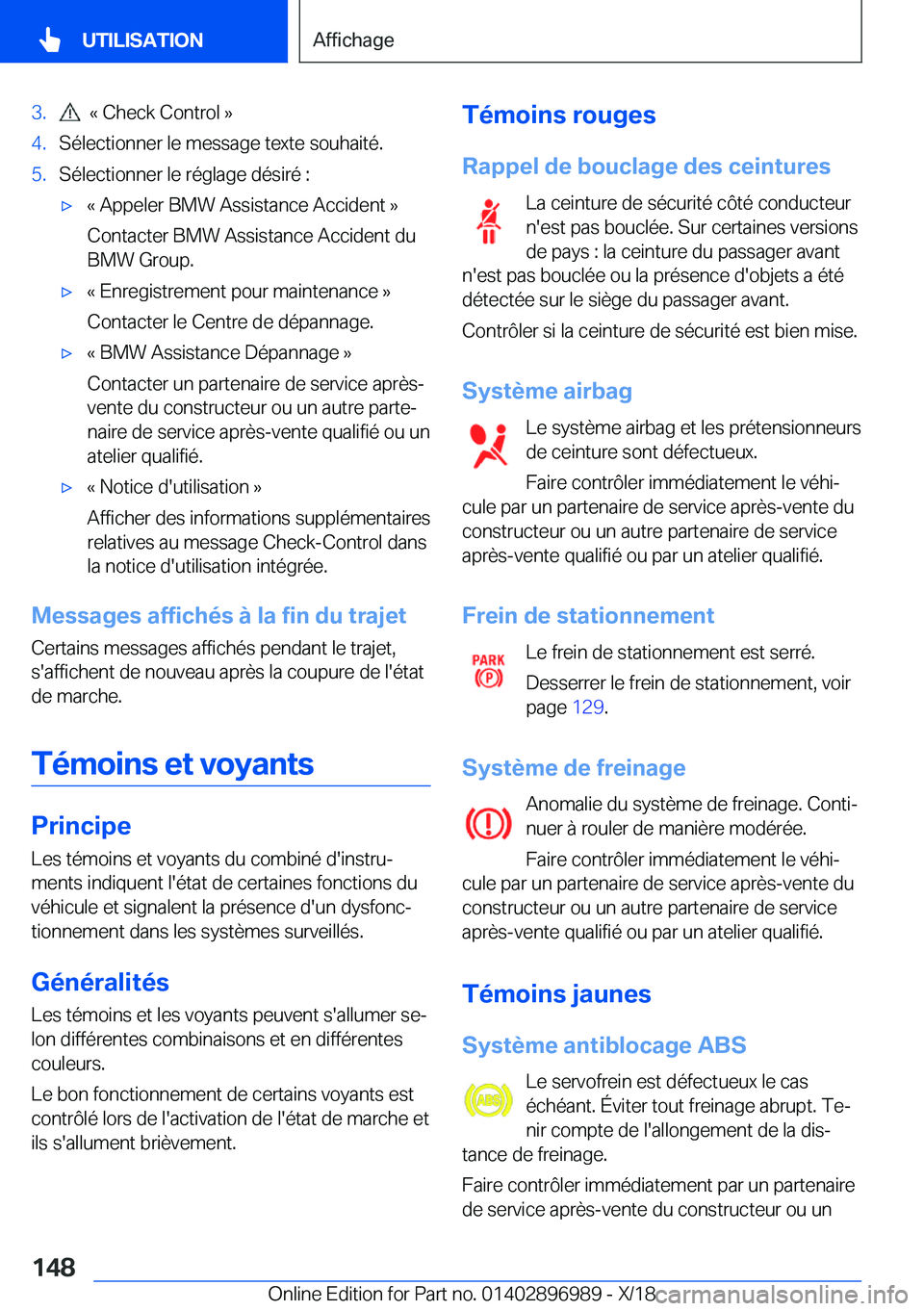 BMW Z4 2019  Notices Demploi (in French) �3�.���k��C�h�e�c�k��C�o�n�t�r�o�l��{�4�.�S�é�l�e�c�t�i�o�n�n�e�r��l�e��m�e�s�s�a�g�e��t�e�x�t�e��s�o�u�h�a�i�t�é�.�5�.�S�é�l�e�c�t�i�o�n�n�e�r��l�e��r�é�g�l�a�g�e��d�é�s�i�r�é��:&#