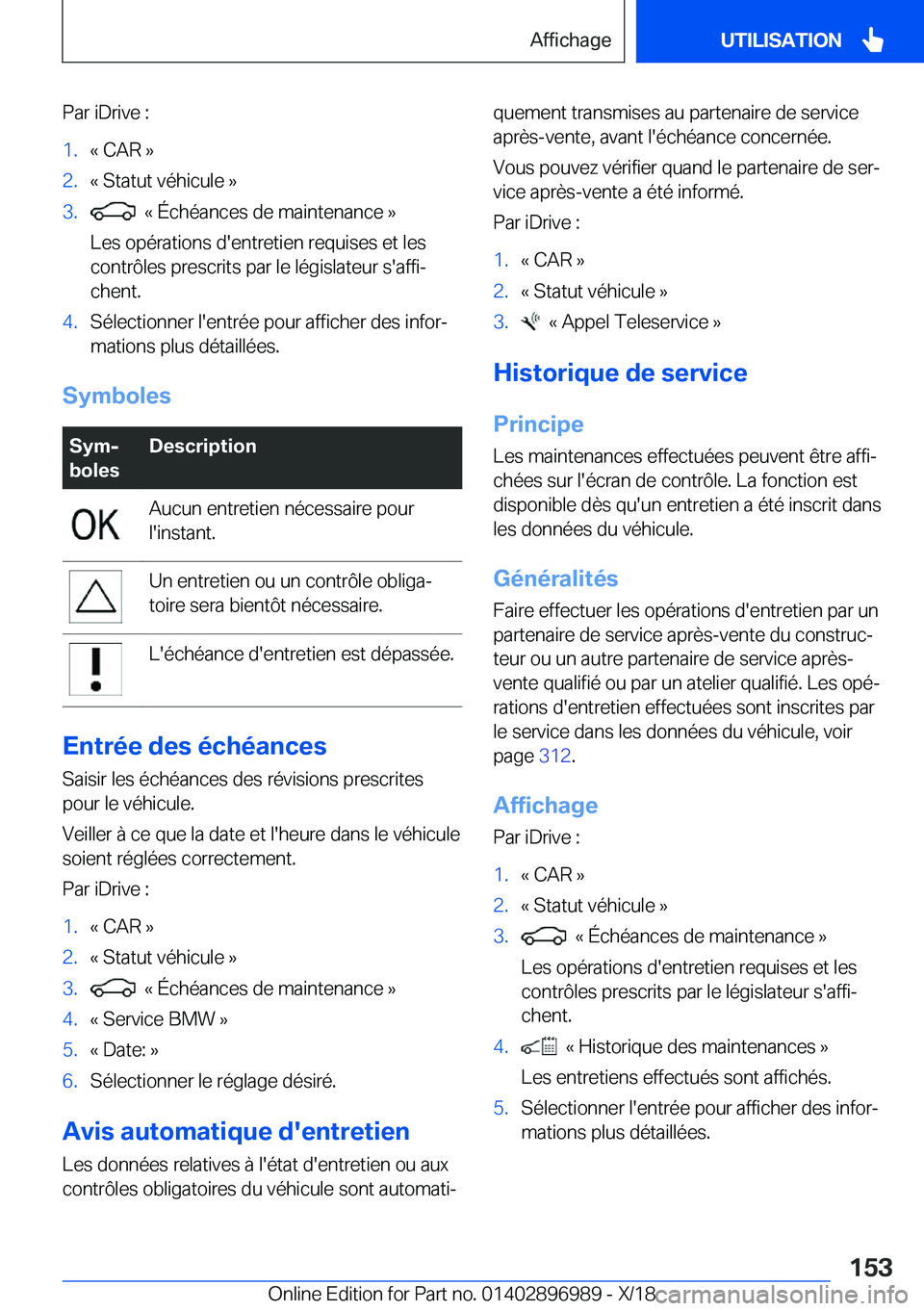 BMW Z4 2019  Notices Demploi (in French) �P�a�r��i�D�r�i�v�e��:�1�.�k��C�A�R��{�2�.�k��S�t�a�t�u�t��v�é�h�i�c�u�l�e��{�3�.���k��