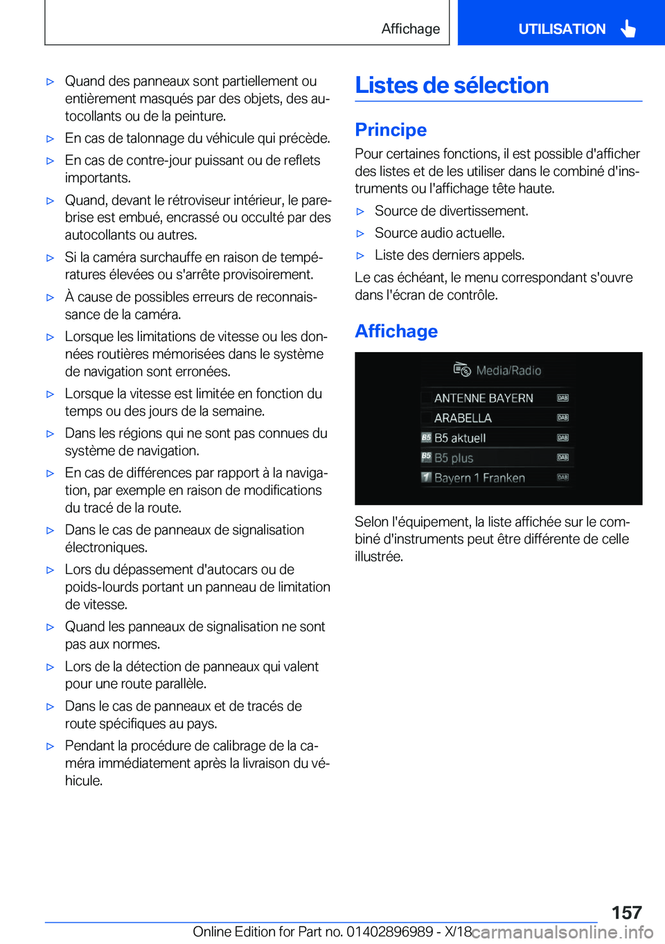 BMW Z4 2019  Notices Demploi (in French) 'x�Q�u�a�n�d��d�e�s��p�a�n�n�e�a�u�x��s�o�n�t��p�a�r�t�i�e�l�l�e�m�e�n�t��o�u
�e�n�t�i�è�r�e�m�e�n�t��m�a�s�q�u�é�s��p�a�r��d�e�s��o�b�j�e�t�s�,��d�e�s��a�uj
�t�o�c�o�l�l�a�n�t�s��o