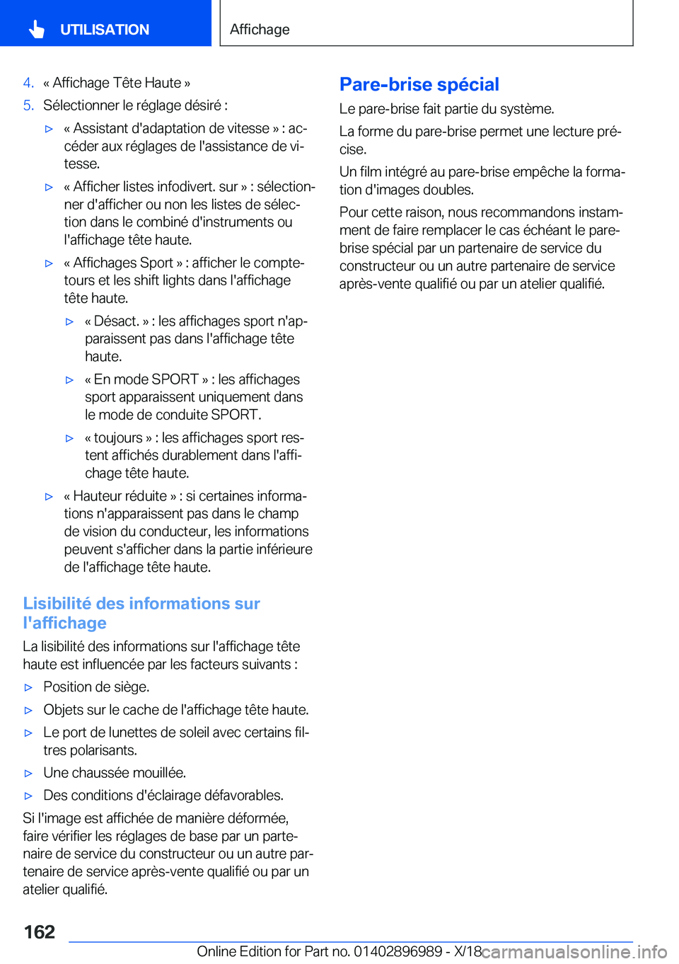 BMW Z4 2019  Notices Demploi (in French) �4�.�k��A�f�f�i�c�h�a�g�e��T�ê�t�e��H�a�u�t�e��{�5�.�S�é�l�e�c�t�i�o�n�n�e�r��l�e��r�é�g�l�a�g�e��d�é�s�i�r�é��:'x�k��A�s�s�i�s�t�a�n�t��d�'�a�d�a�p�t�a�t�i�o�n��d�e��v�i�t�e�