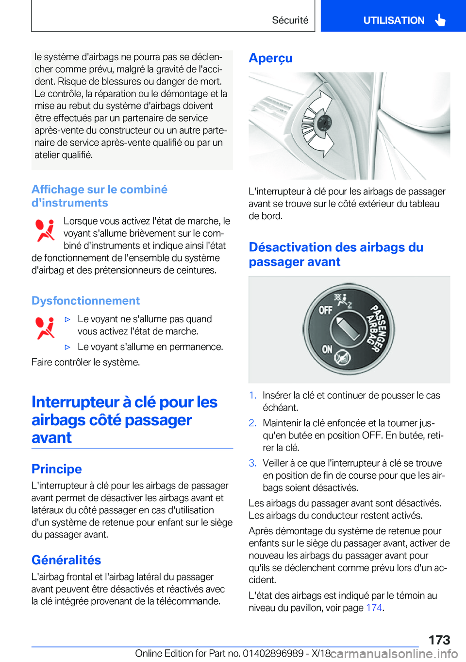 BMW Z4 2019  Notices Demploi (in French) �l�e��s�y�s�t�è�m�e��d�'�a�i�r�b�a�g�s��n�e��p�o�u�r�r�a��p�a�s��s�e��d�é�c�l�e�nj
�c�h�e�r��c�o�m�m�e��p�r�é�v�u�,��m�a�l�g�r�é��l�a��g�r�a�v�i�t�é��d�e��l�'�a�c�c�ij �d�