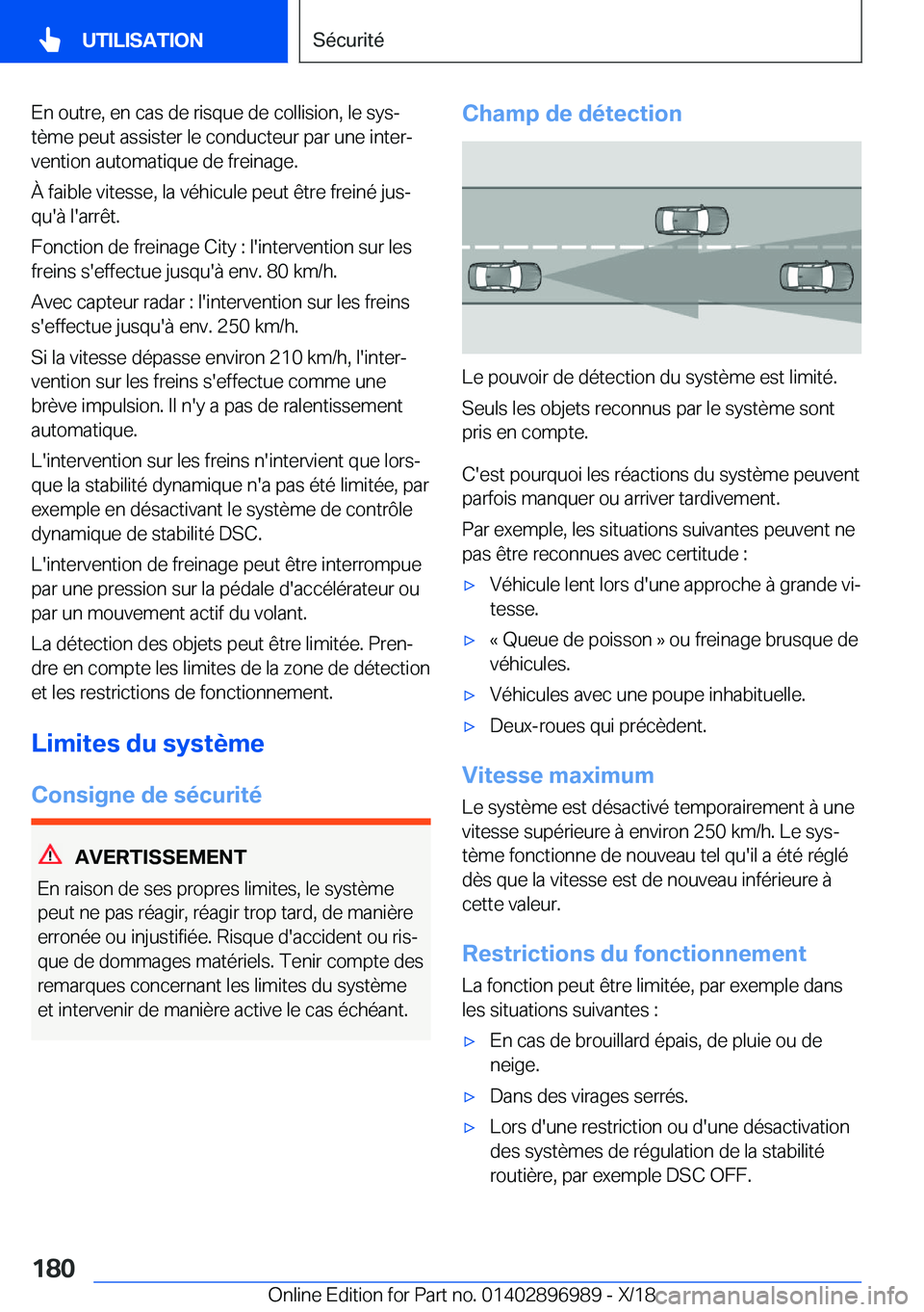 BMW Z4 2019  Notices Demploi (in French) �E�n��o�u�t�r�e�,��e�n��c�a�s��d�e��r�i�s�q�u�e��d�e��c�o�l�l�i�s�i�o�n�,��l�e��s�y�sj
�t�è�m�e��p�e�u�t��a�s�s�i�s�t�e�r��l�e��c�o�n�d�u�c�t�e�u�r��p�a�r��u�n�e��i�n�t�e�rj
�v�e�n�