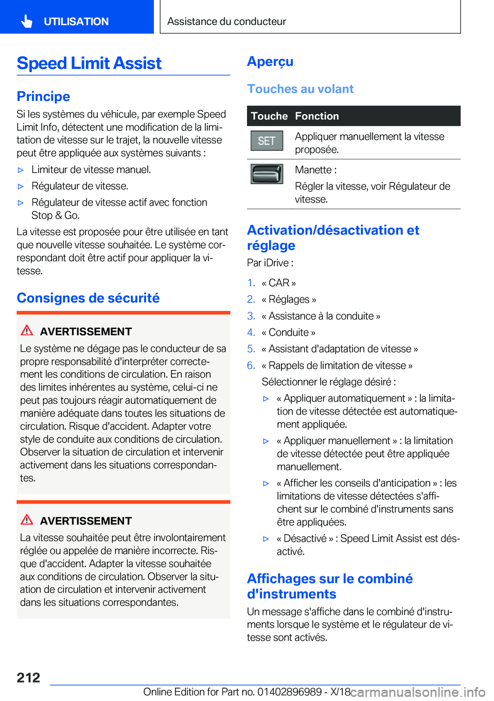 BMW Z4 2019  Notices Demploi (in French) �S�p�e�e�d��L�i�m�i�t��A�s�s�i�s�t
�P�r�i�n�c�i�p�e�S�i��l�e�s��s�y�s�t�è�m�e�s��d�u��v�é�h�i�c�u�l�e�,��p�a�r��e�x�e�m�p�l�e��S�p�e�e�d�L�i�m�i�t��I�n�f�o�,��d�é�t�e�c�t�e�n�t��u�n�e�
