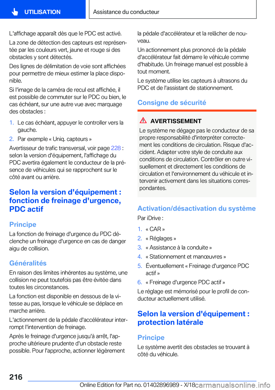 BMW Z4 2019  Notices Demploi (in French) �L�'�a�f�f�i�c�h�a�g�e��a�p�p�a�r�a�