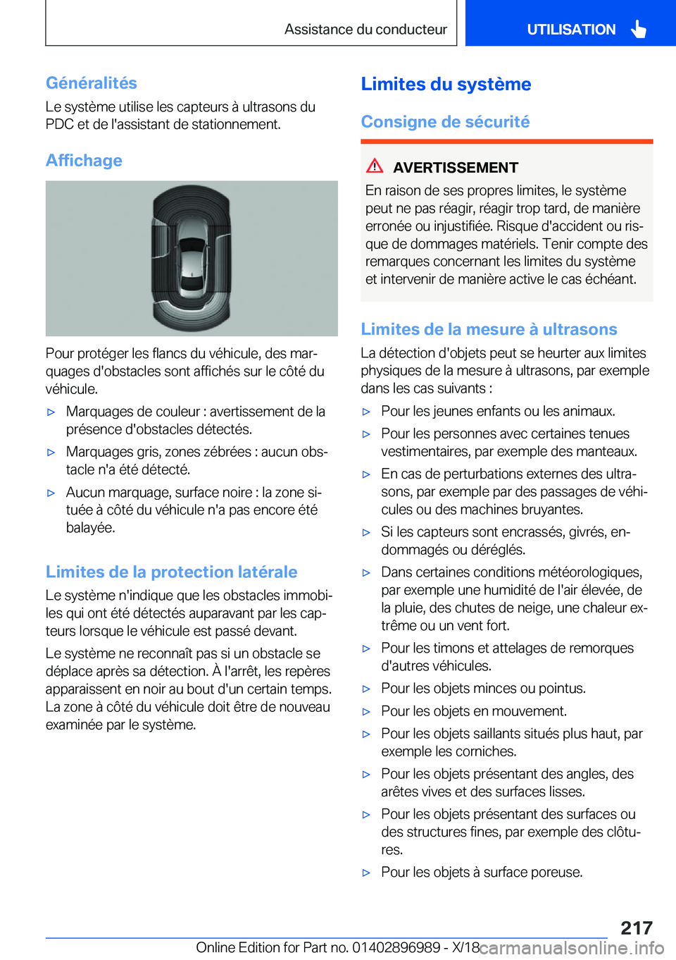 BMW Z4 2019  Notices Demploi (in French) �G�é�n�é�r�a�l�i�t�é�s
�L�e��s�y�s�t�è�m�e��u�t�i�l�i�s�e��l�e�s��c�a�p�t�e�u�r�s��