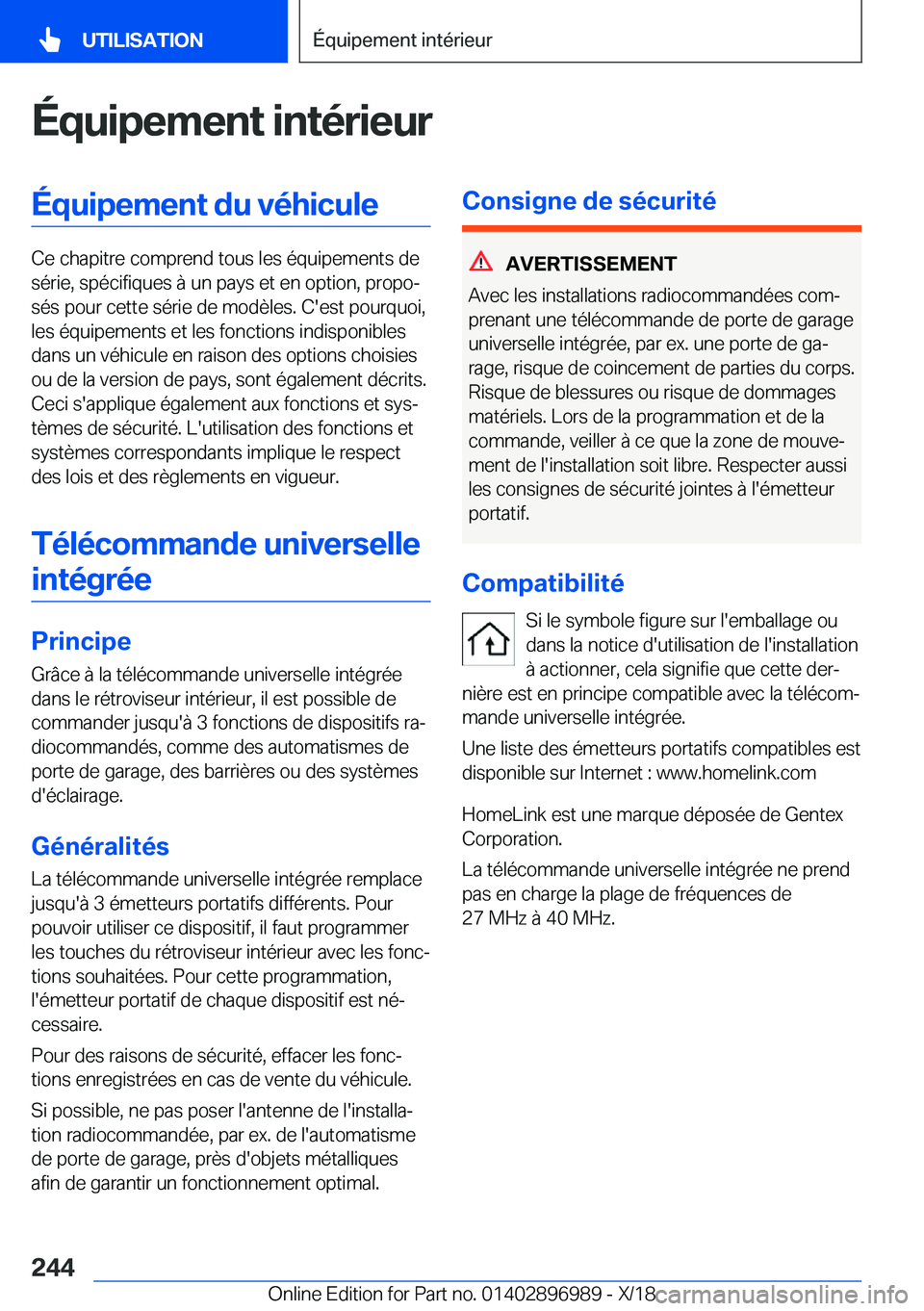 BMW Z4 2019  Notices Demploi (in French) �