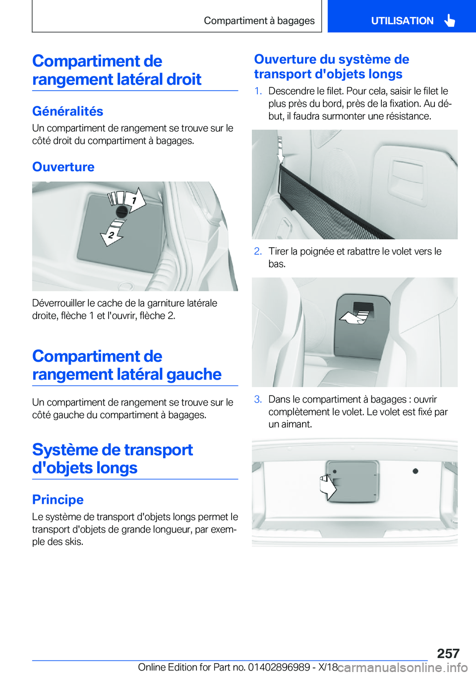 BMW Z4 2019  Notices Demploi (in French) �C�o�m�p�a�r�t�i�m�e�n�t��d�e�r�a�n�g�e�m�e�n�t��l�a�t�é�r�a�l��d�r�o�i�t
�G�é�n�é�r�a�l�i�t�é�s �U�n��c�o�m�p�a�r�t�i�m�e�n�t��d�e��r�a�n�g�e�m�e�n�t��s�e��t�r�o�u�v�e��s�u�r��l�e
�c�