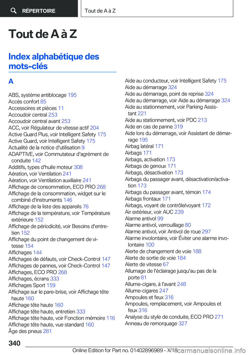 BMW Z4 2019  Notices Demploi (in French) �T�o�u�t��d�e��A��
