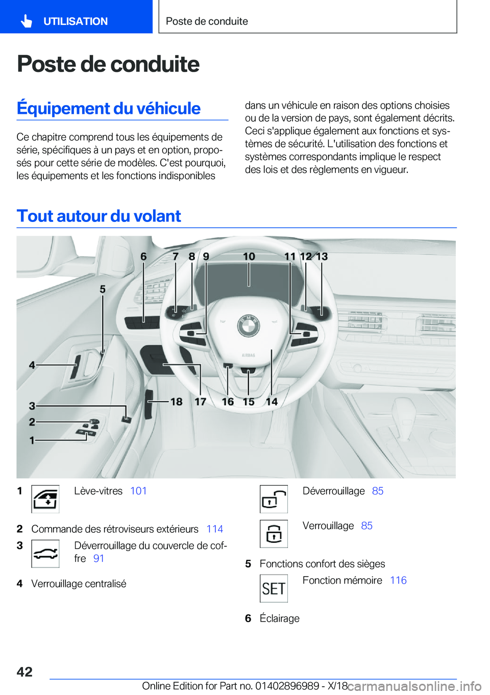 BMW Z4 2019  Notices Demploi (in French) �P�o�s�t�e��d�e��c�o�n�d�u�i�t�e�