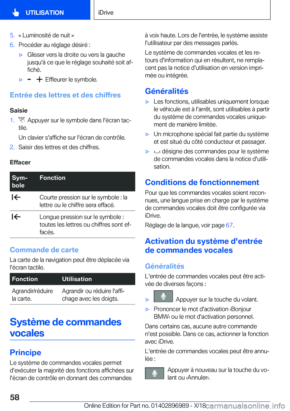 BMW Z4 2019  Notices Demploi (in French) �5�.�k��L�u�m�i�n�o�s�i�t�é��d�e��n�u�i�t��{�6�.�P�r�o�c�é�d�e�r��a�u��r�é�g�l�a�g�e��d�é�s�i�r�é��:'x�G�l�i�s�s�e�r��v�e�r�s��l�a��d�r�o�i�t�e��o�u��v�e�r�s��l�a��g�a�u�c�h�e
