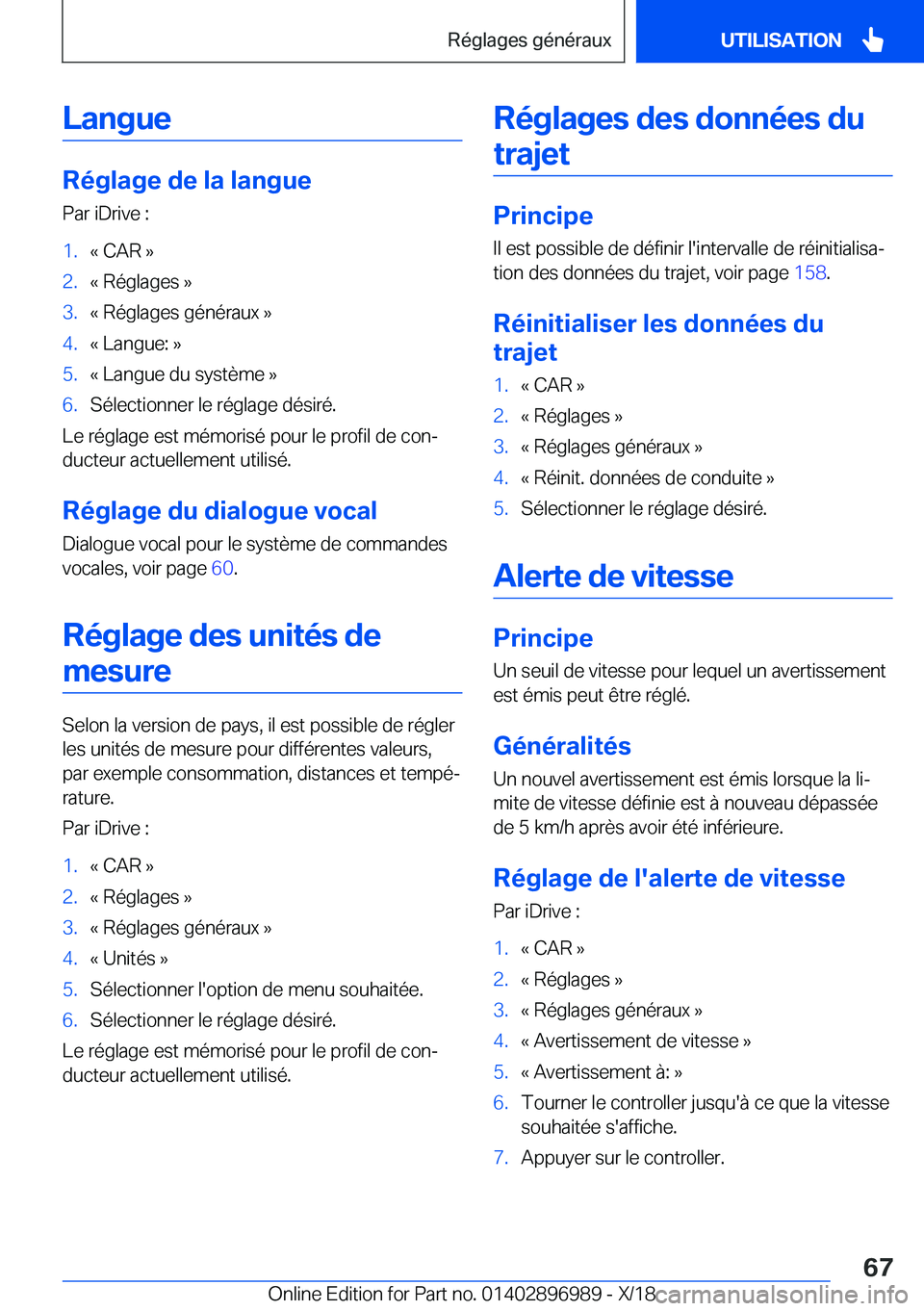 BMW Z4 2019  Notices Demploi (in French) �L�a�n�g�u�e
�R�é�g�l�a�g�e��d�e��l�a��l�a�n�g�u�e
�P�a�r��i�D�r�i�v�e��:
�1�.�k��C�A�R��{�2�.�k��R�é�g�l�a�g�e�s��{�3�.�k��R�é�g�l�a�g�e�s��g�é�n�é�r�a�u�x��{�4�.�k��L�a�n�g�u�e�:�