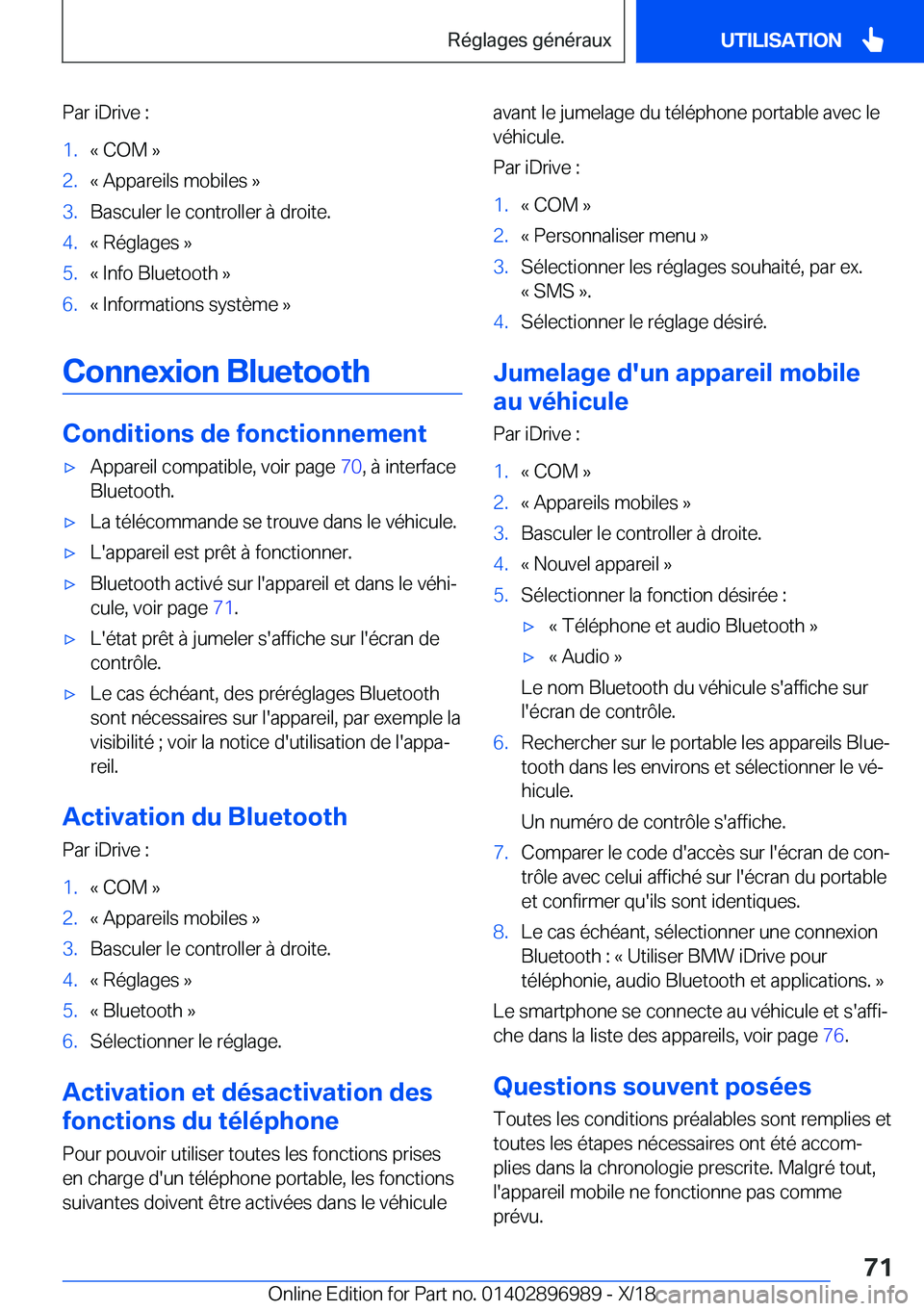 BMW Z4 2019  Notices Demploi (in French) �P�a�r��i�D�r�i�v�e��:�1�.�k��C�O�M��{�2�.�k��A�p�p�a�r�e�i�l�s��m�o�b�i�l�e�s��{�3�.�B�a�s�c�u�l�e�r��l�e��c�o�n�t�r�o�l�l�e�r��