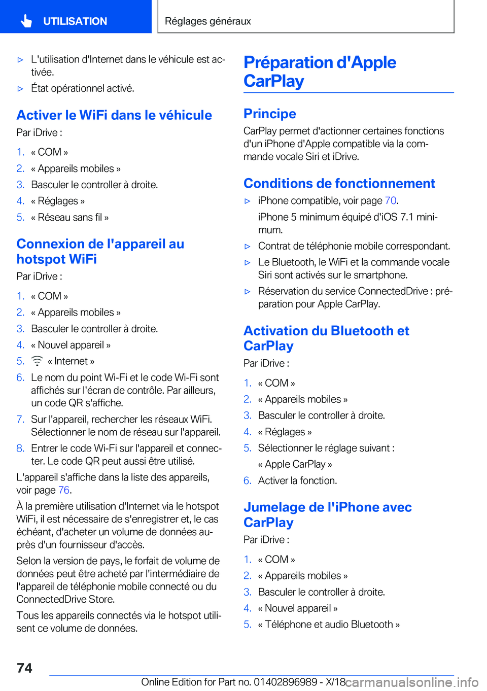 BMW Z4 2019  Notices Demploi (in French) 'x�L�'�u�t�i�l�i�s�a�t�i�o�n��d�'�I�n�t�e�r�n�e�t��d�a�n�s��l�e��v�é�h�i�c�u�l�e��e�s�t��a�cj
�t�i�v�é�e�.'x�