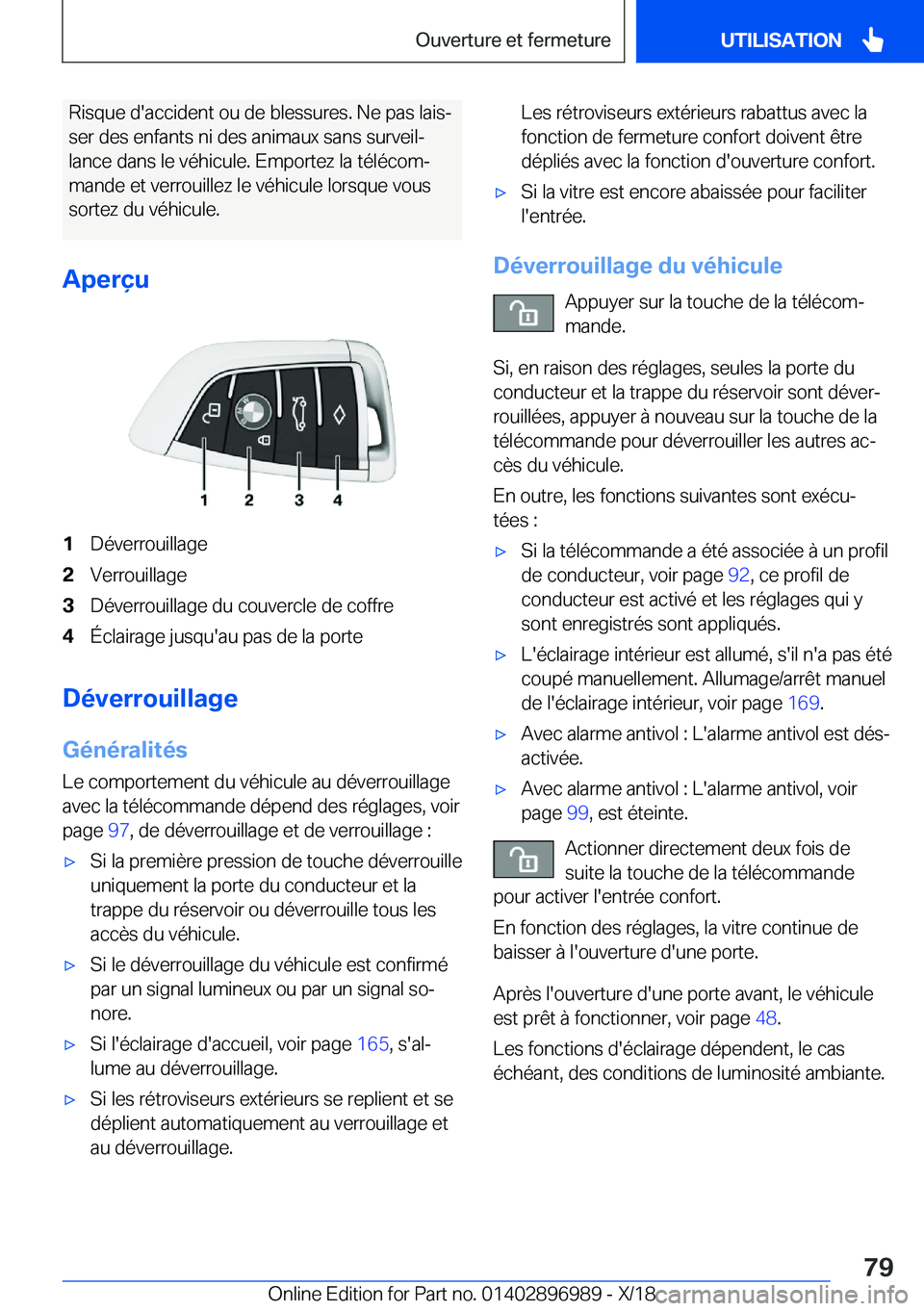 BMW Z4 2019  Notices Demploi (in French) �R�i�s�q�u�e��d�'�a�c�c�i�d�e�n�t��o�u��d�e��b�l�e�s�s�u�r�e�s�.��N�e��p�a�s��l�a�i�sj�s�e�r��d�e�s��e�n�f�a�n�t�s��n�i��d�e�s��a�n�i�m�a�u�x��s�a�n�s��s�u�r�v�e�i�lj
�l�a�n�c�e��