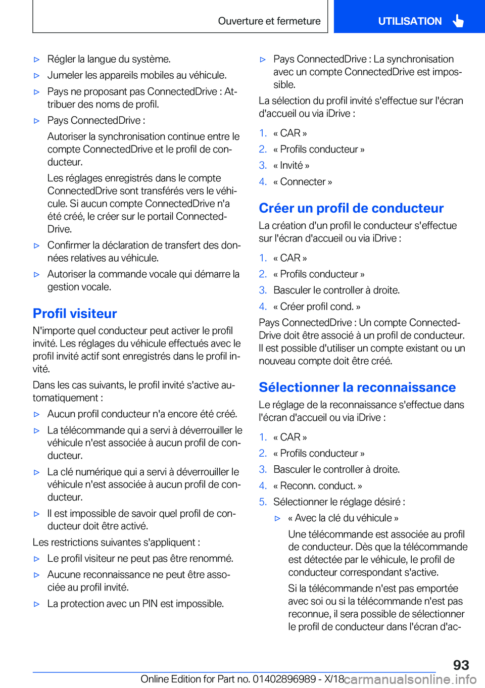 BMW Z4 2019  Notices Demploi (in French) 'x�R�é�g�l�e�r��l�a��l�a�n�g�u�e��d�u��s�y�s�t�è�m�e�.'x�J�u�m�e�l�e�r��l�e�s��a�p�p�a�r�e�i�l�s��m�o�b�i�l�e�s��a�u��v�é�h�i�c�u�l�e�.'x�P�a�y�s��n�e��p�r�o�p�o�s�a�n�t��p�